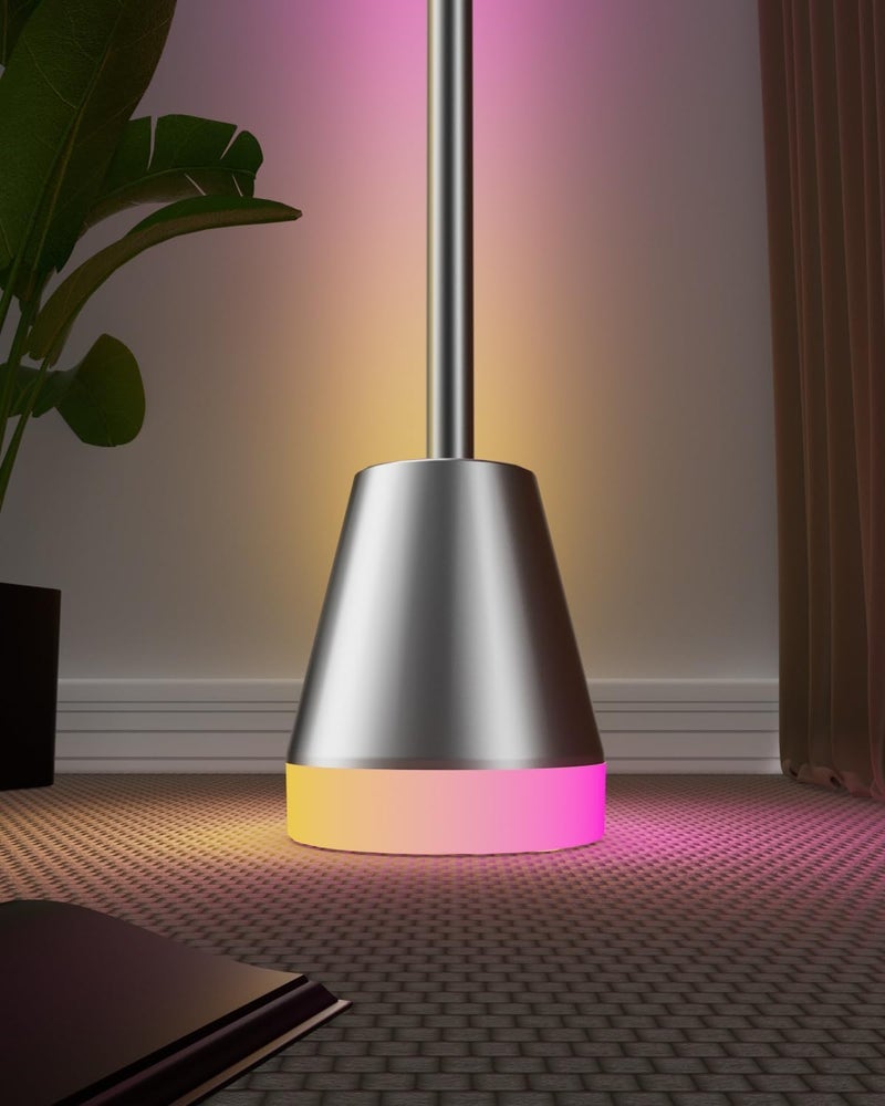 Keepsmile Smart RGB LED Corner Floor Lamp, Bright Standing Lamps for Living Room with APP and Remote,Modern Floor Lamp with Music Sync and 16 Million Colors, Ambient Light for Bedroom Silver - Image 2